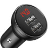 Автомобильная зарядка Baseus Digital Display Dual USB 4.8A Car Charger 24W с Кабелем 3 в 1 1.2M Черный (TZCCBX-0G)