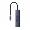 Хаб OS-Baseus Flite Series 4-Port HUB (Type-C - USB3.0*4) Серый (B0005280A813-03)