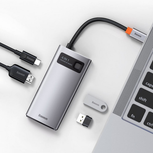 USB Хаб Baseus Metal Gleam 4in1 Multifunctional Type-C HUB (Type-C to HDMI+USB3.0+USB2.0+PD) (CAHUB-CY0G)