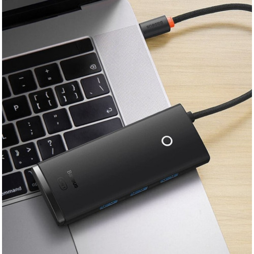 Хаб Baseus Lite Series 4-Port USB-A HUB Adapter (USB-A - USB 3.0*4) 1m Черный (WKQX030101)