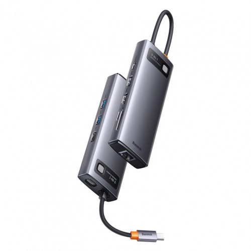 USB Хаб Baseus Metal Gleam 9in1 Multifunctional Type-C HUB (Type-C to 2xHDMI+2xUSB3.0+USB2.0+PD+SD+TF+RJ45) (WKWG060013)