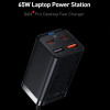 Сетевое зарядное устройство Baseus GaN3 Pro Desktop Fast Charger 2C+2USB 65W EU Черный + Cable Type-C - Type-C 100W 1м (CCGP040101)