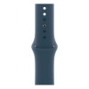 Apple Watch Series 9, 45mm, корпус из алюминия серебристого цвета, спортивный ремешок цвета грозовой синий