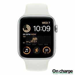 Эппл Вотч SE 2 GPS, 44 mm Silver Aluminium Case with Sport Band (White)