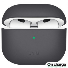 Чехол Uniq Lino Liquid silicone (AIRPODS(2021)-LINOGRY) для AirPods 3, темно-серый