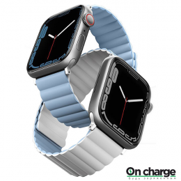 Ремешок Mocom silicone для Apple Watch 38-40-41 мм (41MM-REVWHTBLU) белый/голубой