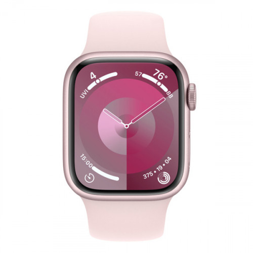 Apple Watch Series 9, 45mm, корпус из алюминия розового цвета, спортивный ремешок нежно-розового цвета