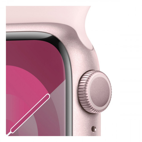 Apple Watch Series 9, 45mm, корпус из алюминия розового цвета, спортивный ремешок нежно-розового цвета